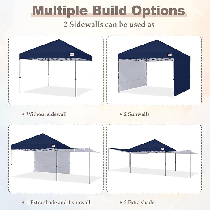 Image of MASTERCANOPY 10x10 Pop Up Canopy Tent with 2 Shelters，230 Sq ft Navy Blue