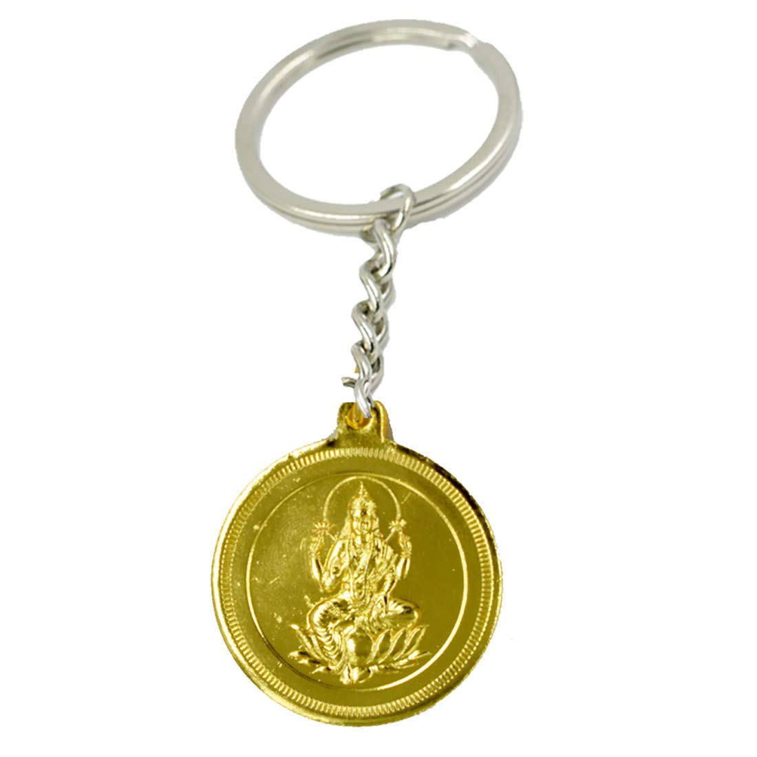 AFHMATA Laxmi with Shree Yantra Golden Plated (38 mm) Quality Key Chain for Gifiting Friend and Family