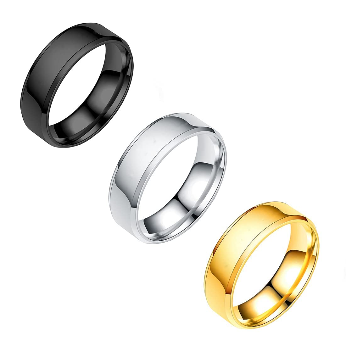 Yellow Chimes Rings for Men Stainless Steel Black Gold Silver 3PCs Combo Band Rings for Men and Boys. (B09DL47F4F) Amazon Price History, Amazon Price Tracker