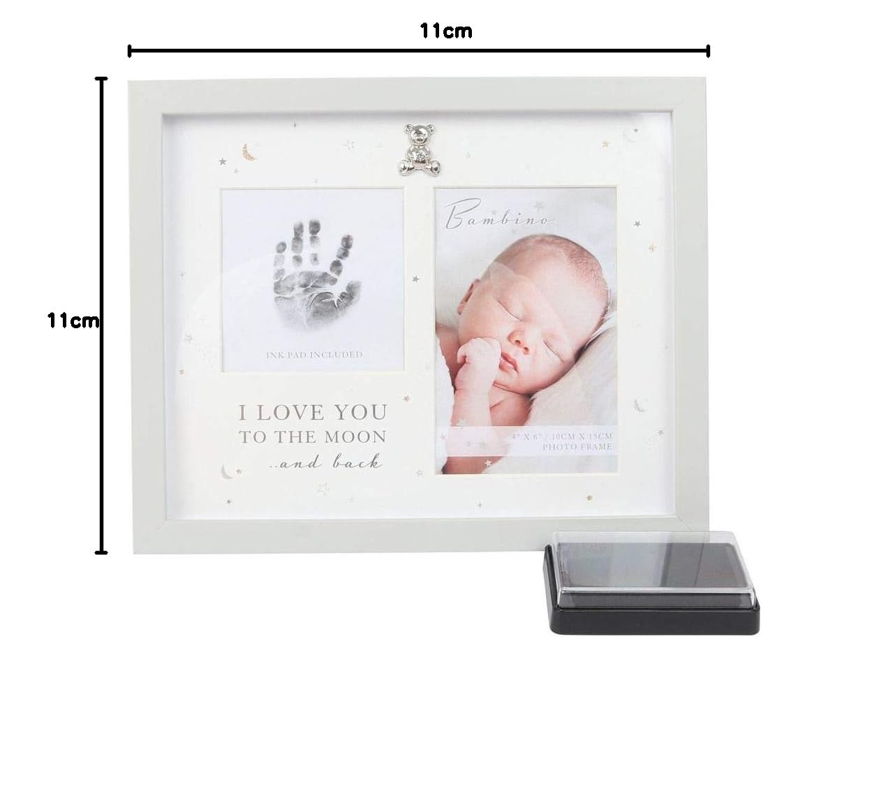 Juliana Bambino Baby 'Love You to Moon and Back' Hand Print Grey Photo Picture Frame Unisex Ink Pad 4'' x 6'' Keepsake Gift, WBM-GFT01