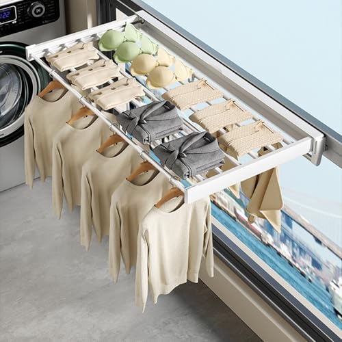 Séchoir à linge mural étendoir rétractable alu balcon et douche