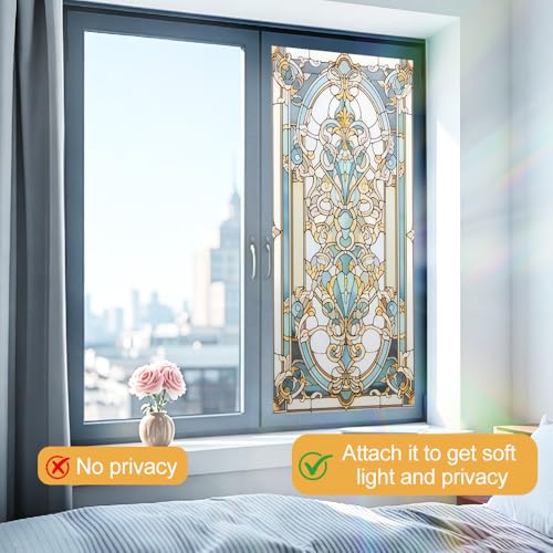 Image of Art Nouveau Stained Glass Window Film 17.32x39.37in Cling