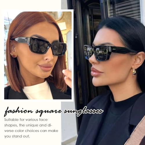 Fashion Square Sunglasses for Men Women Trendy Thick Frame Sun Glasses 90's Black Vintage Shades3