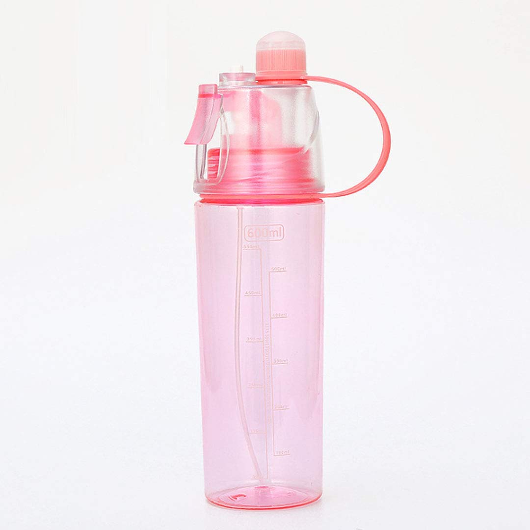 SHOP YJX Sports Plastic Spray Cup Water Bottle Outdoor Cooling Water Bottle Creative Gift Cup, Green, Blue, Pink, Cup Bottom Diameter 6.5cm X Height 26.5cm Cups (Color : Pink)