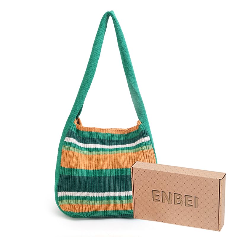 Image of ENBEI Women's Crochet Tote Bag Knit Shoulder bag,Aesthetic Bag,Cute Eco-Friendly Tote for Travel,Daily Use,Gift Box Packaging