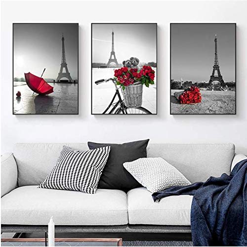 Poster Tour Eiffel paysage parisien sous la pluie pour un salon chaleureux
