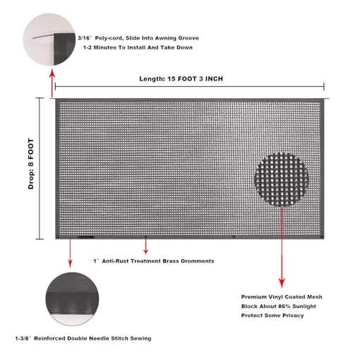 Image of RV Awning Mesh Sun Shade Screen for Motorhome Camper Trailer Sunshade