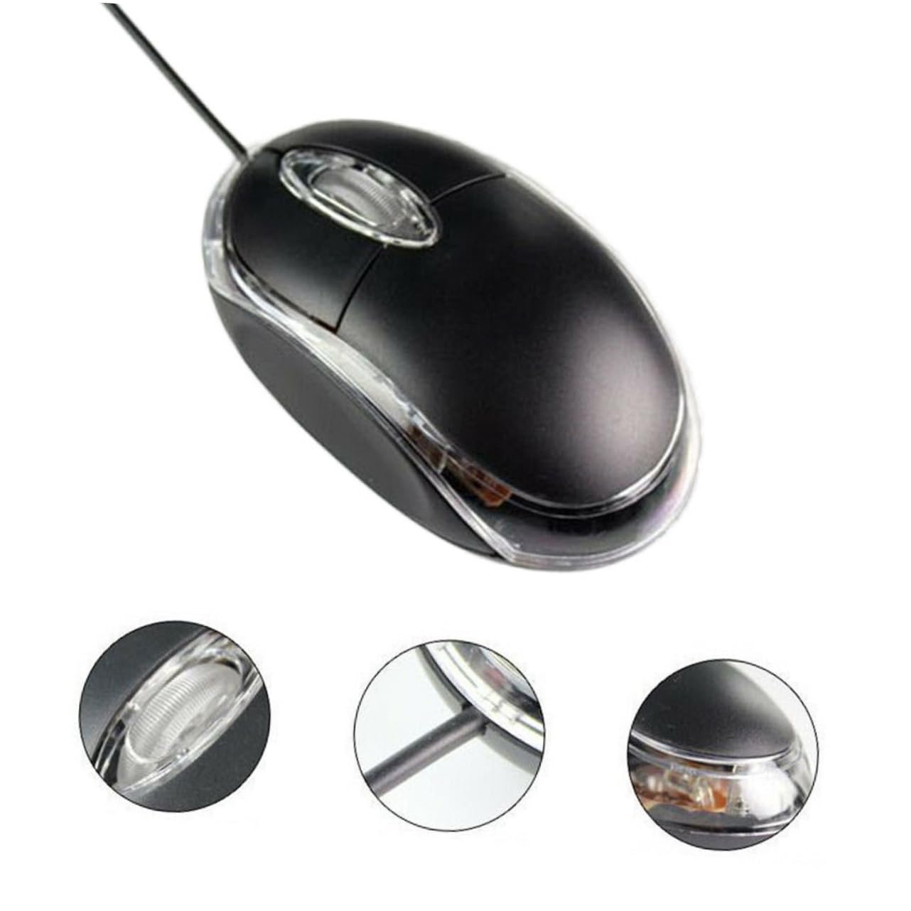 HOMSFOU 1pc Optical Wired Mouse 1000 Dpi Precision Ergonomic Design Laptop Replacement
