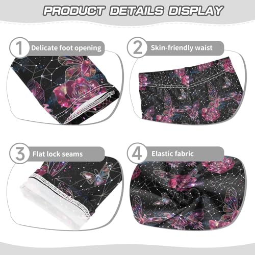 Starry Sky Rose Butterfly Girls Leggings Soft Stretch Workout Yoga Dance Pants for Kids Casual Tights3