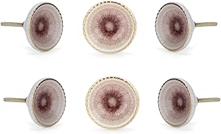 Perilla Home Set of 6 Marrakesh Knob Ceramic Decorative Round Knobs for ...