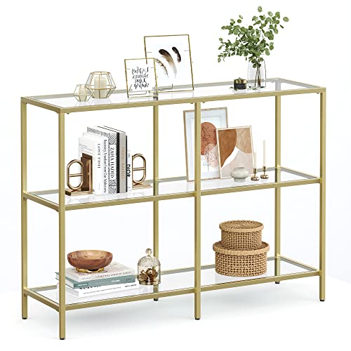 VASAGLE 39.4-Inch Console Table with Glass Shelves