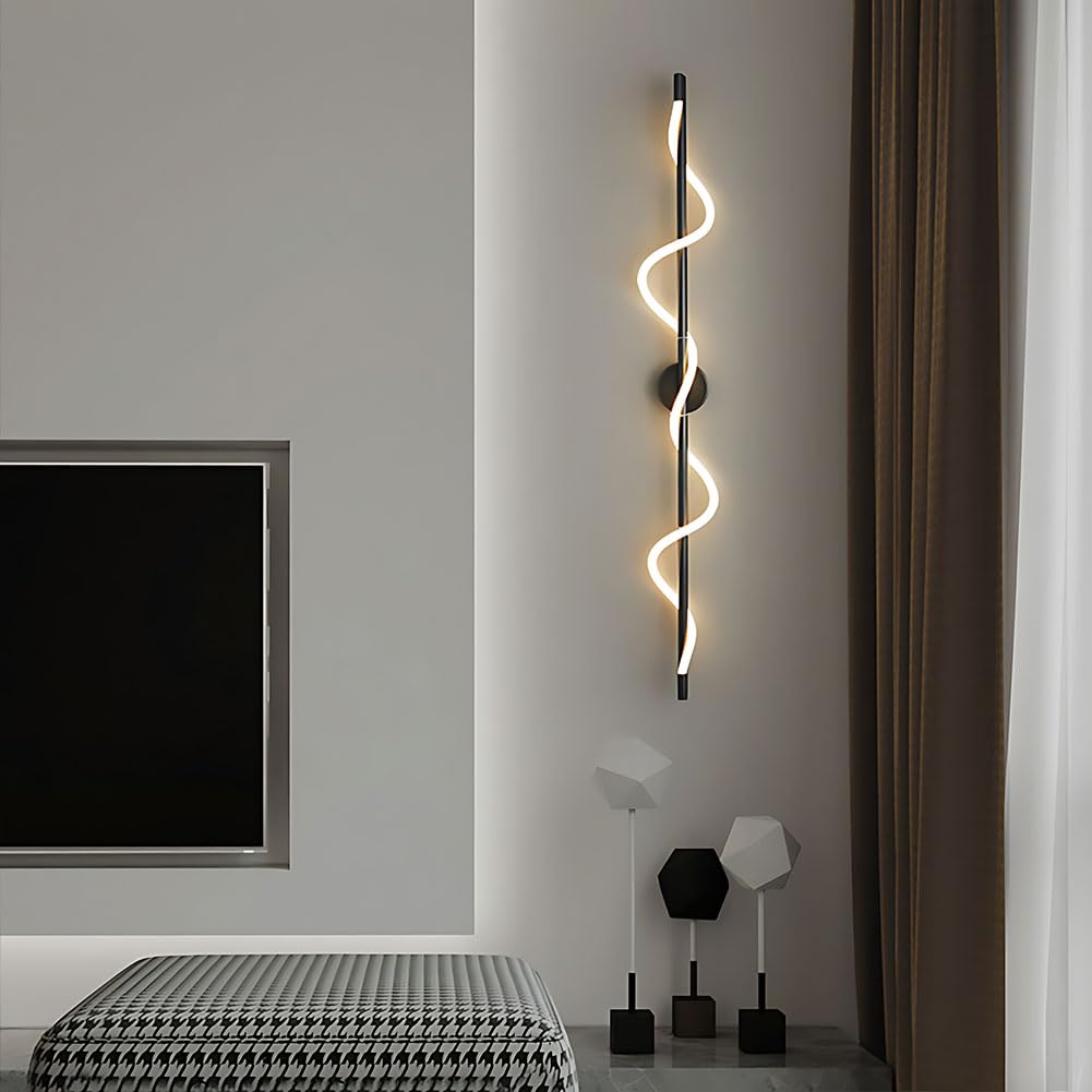 Aplique LED Largo Interior 3 Modos Color Cobre Lámpara De Pared 60CM 15W Aplique Moderno Negro Deco Industrial Iluminación Cálida Blanco 3000K para Estudio Salón