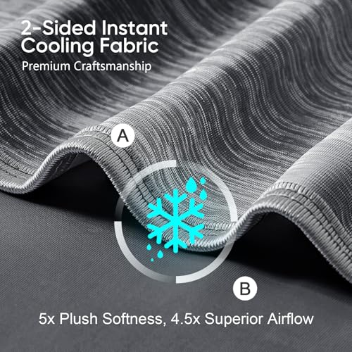 Image of KMUSET Cooling Blanket Twin (60 inchx80 inch), Double Sided Summer Cooling Blankets for Hot Sleepers & Night Sweats, Cool Lightweight Blanket for Dorm Room Essentials, Picnic, Gifts for Women Charcoal Black