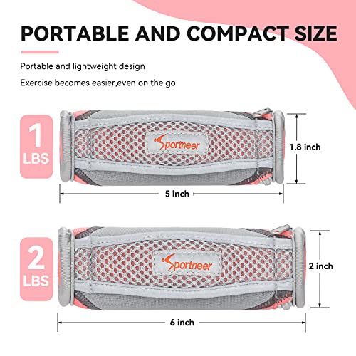 Detachable Hand Weight Set, Sportneer Walking Weights Of 4 (2 Pink 2Lbs & 2 Black 1Lbs) Soft Dumbbell Weight Sets #TOP2