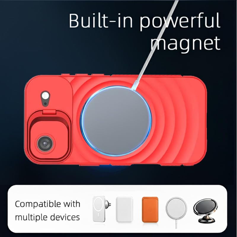 Image of LuxuryKase Shockproof Case for iPhone Air | Ripple Pattern | Camera Protection | Inner Velvet Fabric Lining | Protective Cover with Enhanced Grip & Wireless Charging Support - Red