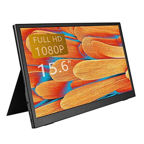 WHOLEV Tragbarer Monitor 39,6 cm (15,6 Zoll), Full HD, 1920 x 1080, ultradünn, IPS-Bildschirm mit HDMI Typ C für Laptop, MacBook, Laptop, PC, Switch, PS4, PS3, Android-Handy mit Typ-C voller Funktion