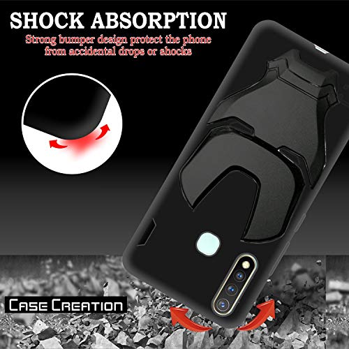 Image of COVERLY Official 3D Touch Feel Trending Avengers Logo Mask Soft Rugged Grip Silicone Iron Man Super Power Cartoon Movie Engraved Silicone Matte Back Cover for Vivo Y19 (2019) -HD Black Avenger