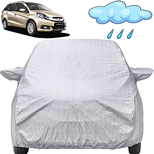 Image of Autofact Waterproof Car Body Cover Compatible with Honda Mobilio (2014 to 2021) with Mirror Pockets (Shinning Silver)