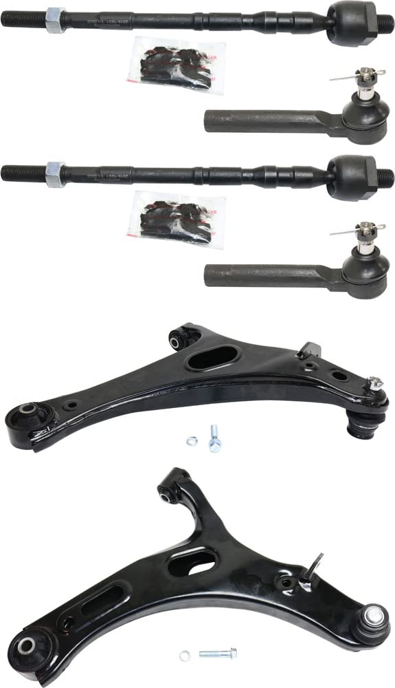Garage-Pro6-pc Front Lower Control Arm Kit with Tie Rod Ends Compatible with Subaru Outback 2010-2014, Legacy Replaces # 20202AJ05A, 20202AJ04A, 34160AE000, 34160AE001