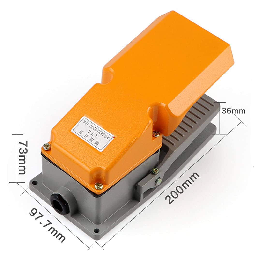 Guuzi 0~380V/15A Métal Résistant Action Maintenue(Pousser Allumé/Pousser éteint) Interrupteur au Pied Interrupteur à Pédale d'alimentation électrique Auto-Verrouillage SPDT NO NC(Jaune)