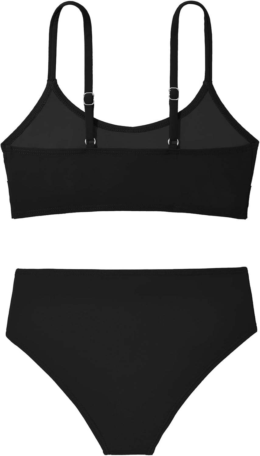 Zando Girls Swimsuit Two Piece - Adjustable Strap Bathing Suit Solid Color Bikini Sets for Teens Girl Beach Swimwear - Image 4