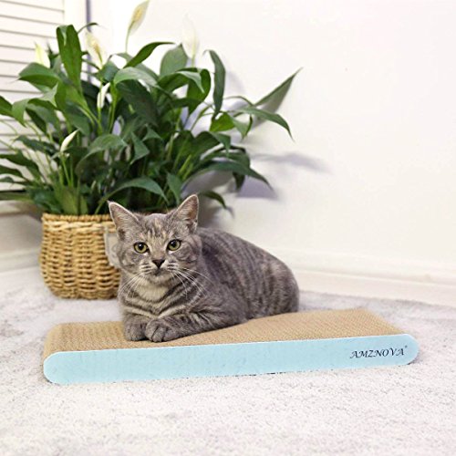 Image of AMZNOVA Cat Scratcher, Durable & Recyclable Cardboard, Colors Series, Narrow, Baby Blue