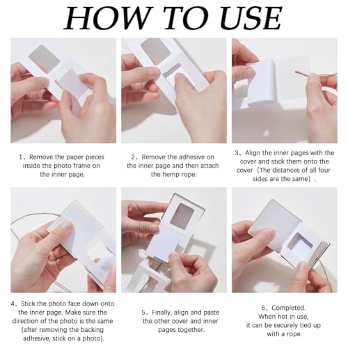4 Kits de Mini Álbumes de Fotos en Acordión, Blanco, Cuadrado, de Papel, con Cubierta Rígida, Autoadhesivo, Plegable, para Regalos de Aniversario, Boda, Cumpleaños y Manualidades miniatura 3