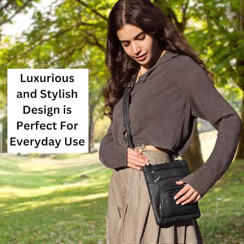 Skyway Leather Crossbody Purses For Women - Cross Body Bag Small Purse is Perfect To Carry Cell Phone, Cards and Accessories - Stylish and Durable - Black4
