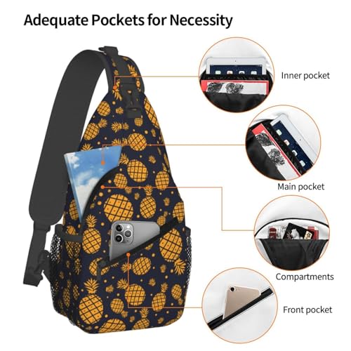 Golden Pineapple Stylish Men'S Messenger Bag - Durable Polyester, Huge Capacity & Adjustable Strap4