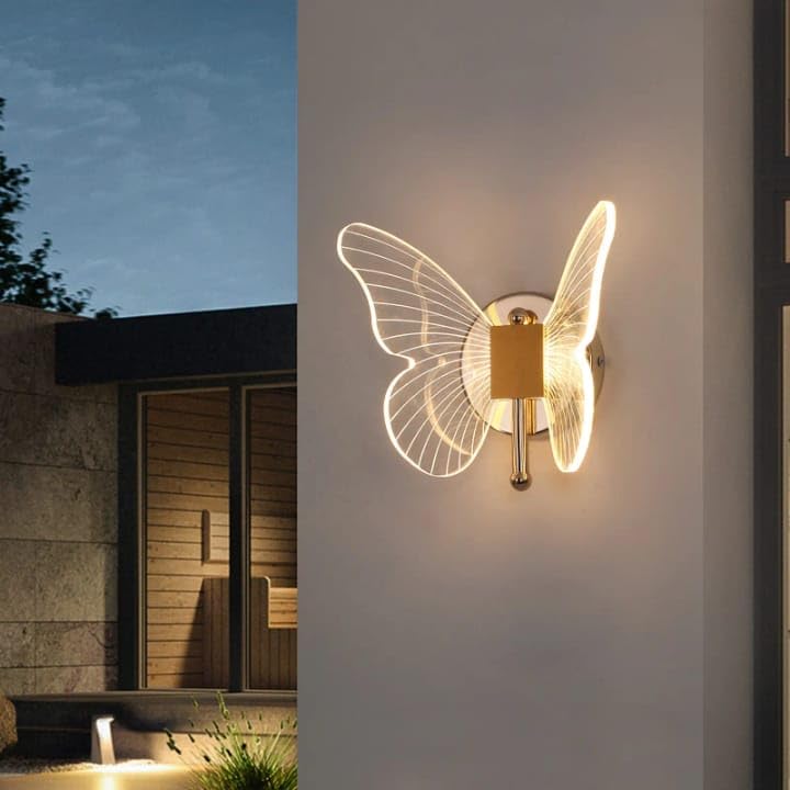 Image of blissbells Butterfly Designer LED Wall Light | Modern Decorative Wall Lamp with Warm White Glow | Luxury Gold Finish Wall Sconce for Bedroom, Living Room & Kids Room