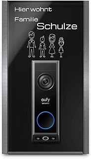 Hochwertiges Klingelschild für Eufy Dual E340 Video Türklingel - personalisiertes Namensschild aus Edelstahl und Acrylglas | hochwertiges Funkklingel Zubehör