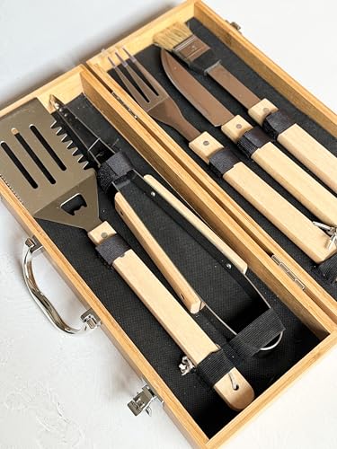 Set de Parrilla Premium con Caja de Bambú - 5 Piezas Acero Inoxidable miniatura 1