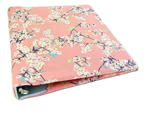 CHERRY BLOSSOMS Floral Planner Cover a Stretch Fabric Binder Cover for 1 Inch to 1.5 Inch Wide 3 Ring Binder 8.5 x 11