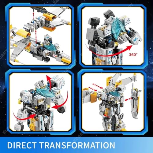 Image of FX-1 Star Fleet Robot Spaceship Building Blocks Set - 704 PCS Transforming Space Robot Construction Toy | STEM Educational DIY Brick Kit for Kids Boys & Girls 6+ | Sci-Fi Spacecraft Model Gift