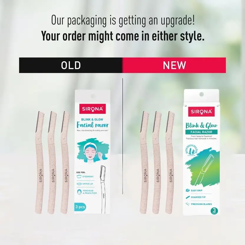 Image of Sirona Reusable Face Razor for Women Facial Hair- 9 Razors | Painless Facial Hair Removal | Eyebrow Shaper | For Eyebrows, Upper Lip, Forehead, Peach Fuzz, Chin and Sideburns | Dermaplaning Tool