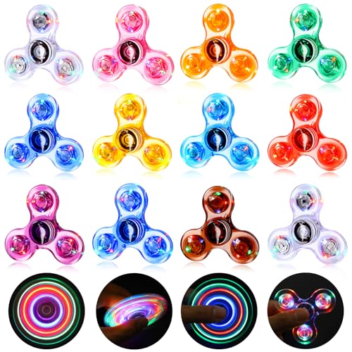Gigilli Fidget Spinner Paquete de 12, Regalos de Fiesta de Valentín luz LED Fidget Spinner Juguetes para niños, Regalo de Relleno de Bolsa de Fiesta de Valentín