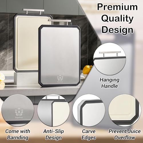 Tabla de Cortar de Acero Inoxidable para Cocina - (40.64 cm x 27.94 cm) Doble Cara de Acero y Polipropileno con Paja de Trigo, No Tóxica y Apta para Lavavajillas miniatura 4