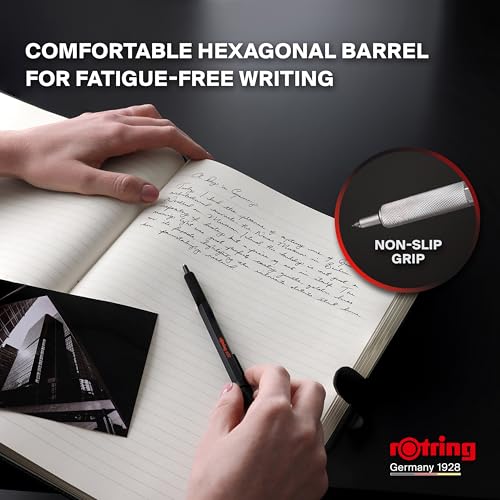 Image of Rotring 600 Series Silver Barrel Gel Pen | Black Ink Gelpen