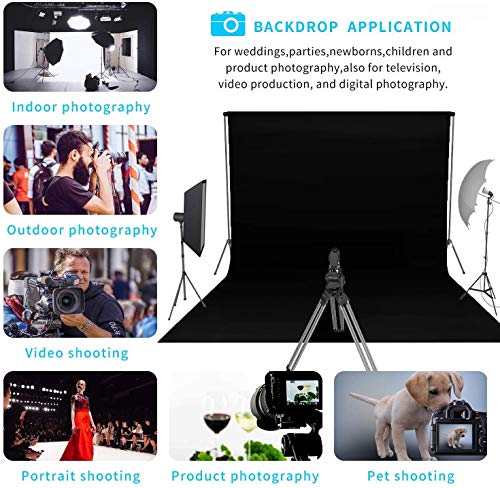 Mountdog 6.5 X 10Ft Black Backdrop Background For Photography, Polyester Fabric Chromakey Black Photo Backdrop Curtain Background Screen Collapsible Seamless For Photo Video Studio(Stand Not Included) #TOP2