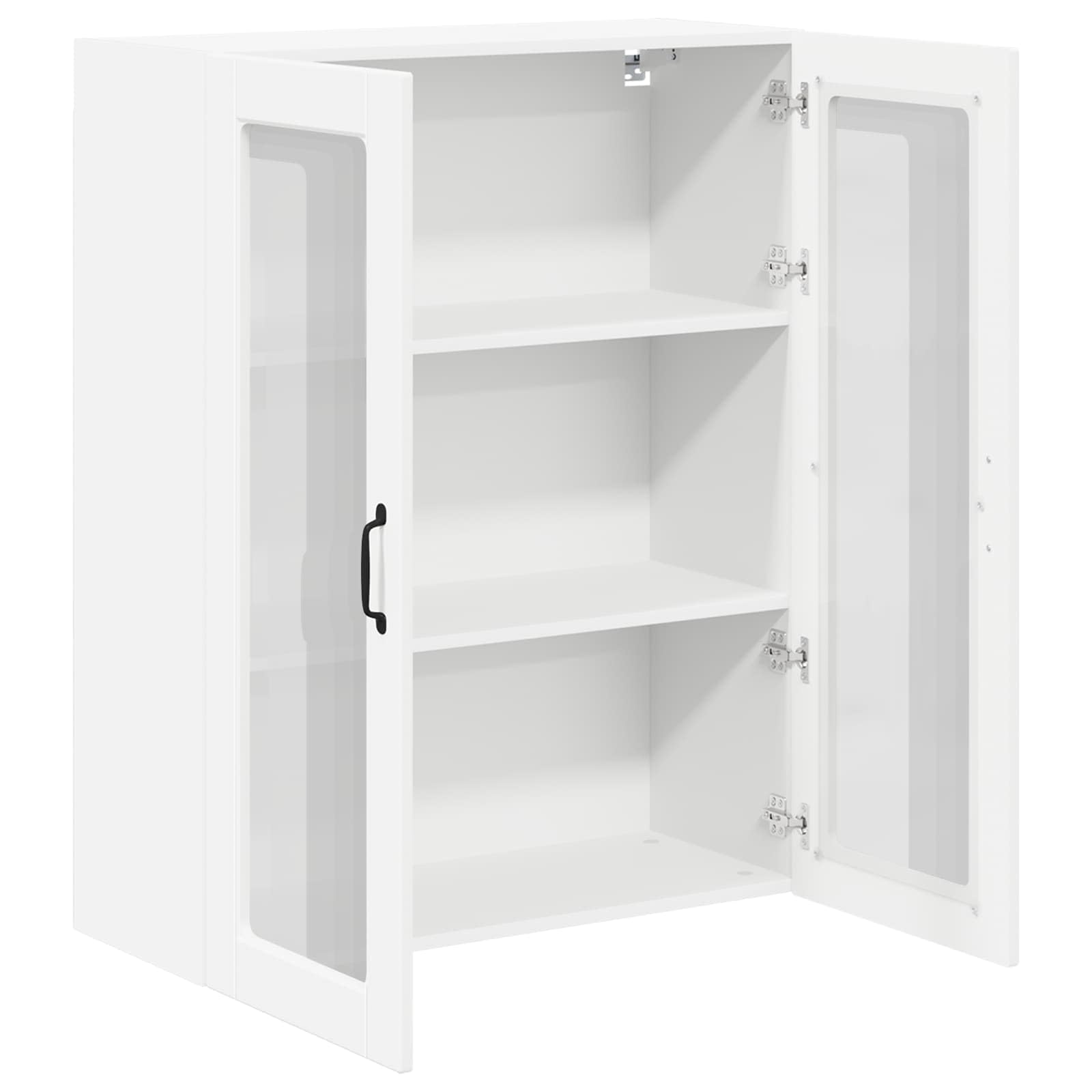 Lucca szafka ścienna ze szkła drzewnego, biała, 80 x 31 x 100 cm, materiał drzewny, nowoczesna szafka kuchenna z 2 drzwiami, 3 półki, trwała, do kuchni, jadalni, magazynu, przechowywania