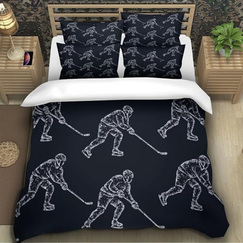 Parure de lit hockey 140x200cm avec housse de couette en microfibre pour lit enfant single - 5