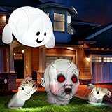JOYIN 10.3FT Long Halloween Zombie Baby Inflatable Decoration Large Scary Doll and 4.5 FT Halloween Inflatable Cute Ghost Bundle