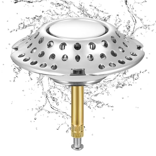 JIZZU 2 in 1 Badewannenstöpsel Drainage Haarfänger, Abflusssieb Badewanne Haarfänger, Stöpsel Badewanne Höhenverstellbar mit Ersatzdichtung für 38-44 mm Verdrahteten Badewannenabfluss