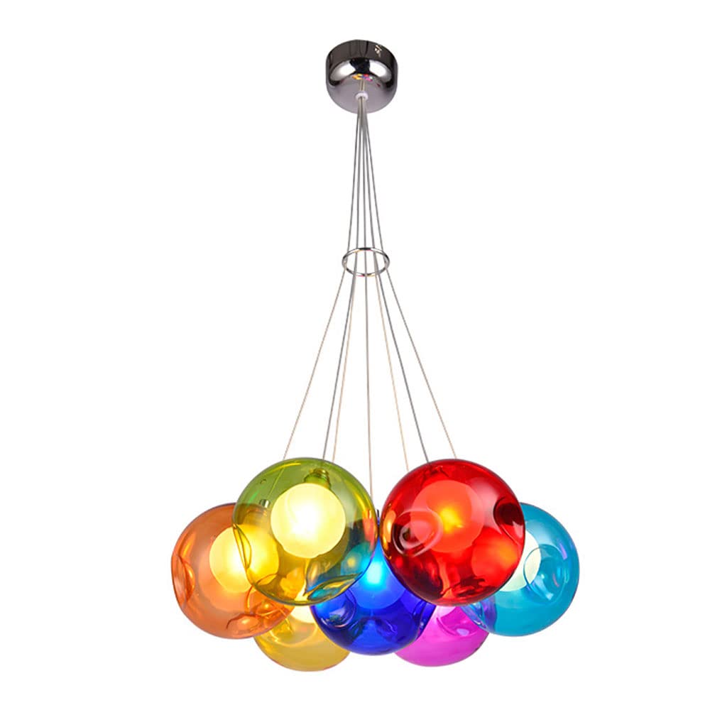 Lustre en verre à bulles colorées plafonnier haut de gamme 12 têtes