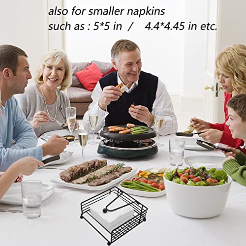 Napkin Holder for Table, Flat Napkin Dispenser with Weighted Arm, Square Cocktail Paper Holder of Elegant Rustic Iron for Kitchen Dining Room Decor Restaurant Farmhouse Hotel Party, Black - Image 6