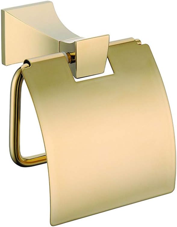 Toilet Paper Holder with Cover European Zinc Alloy Wall Mounted for Hotel Bathroom Decor,Rosegold