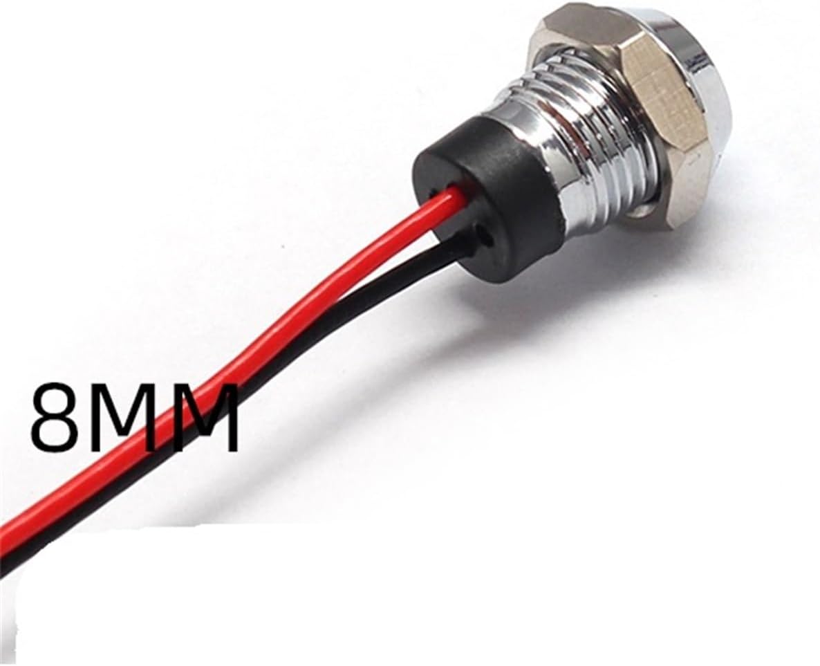 8mm Socket Head Waterproof 12v 24v 220v 110v Kitchen Equipment Pilot Lamp Led Indicator Light with Wire(Blue 110V)