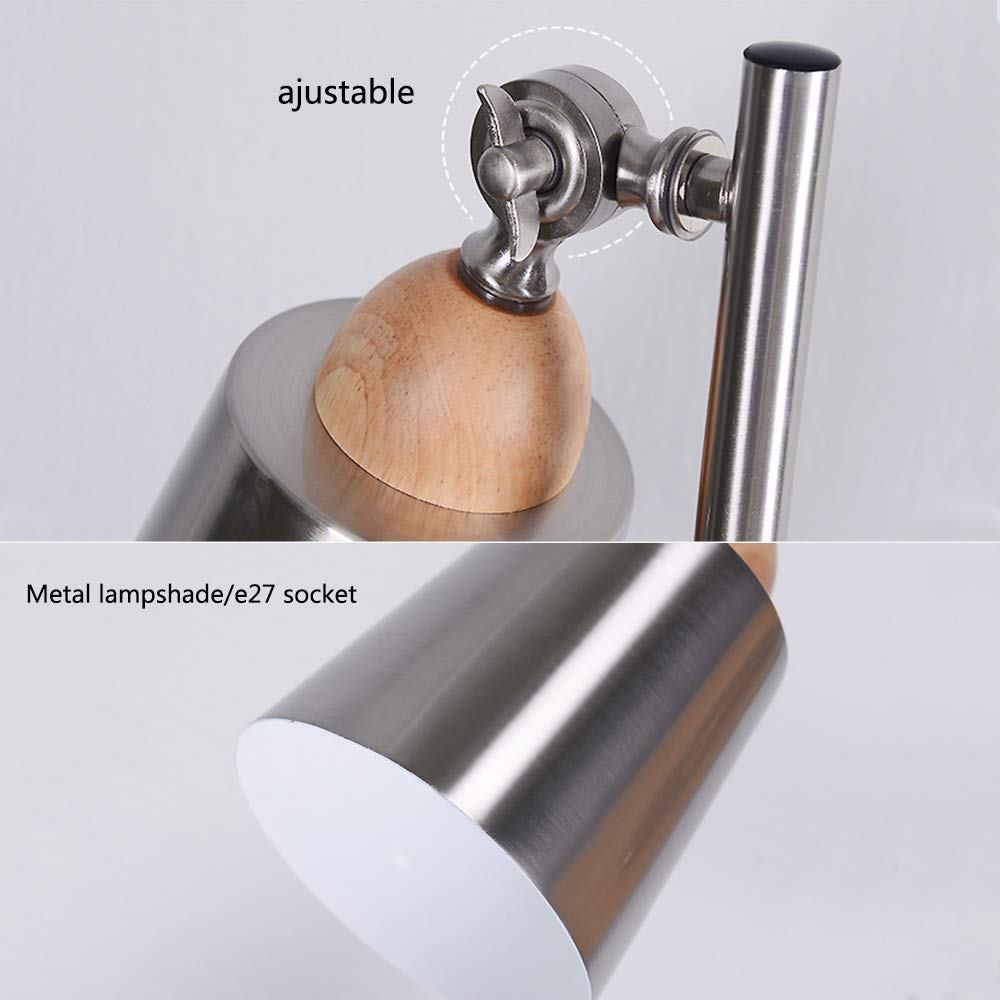 Lampada da Terra Moderna a LED, Lampada da Terra Argentata Regolabile con Base in Metallo Spesso, interruttori a Pedale, Bianco Caldo 3000K, Attacco E