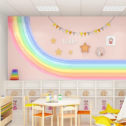 Vinilo decorativo de pared arcoíris pastel grande removible miniatura 7