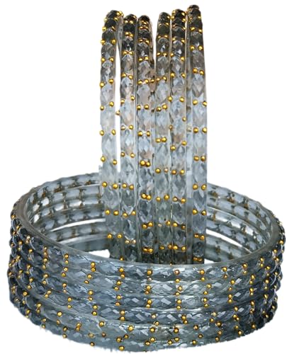 Image of JPS Plain and Glossy Finished Raindrop Glass Bangles Set for Women & Girls | Traditional Ethnic Chudi for Wedding, Party & Regular- Set of 12 Pcs of One Colour | Wedding Special